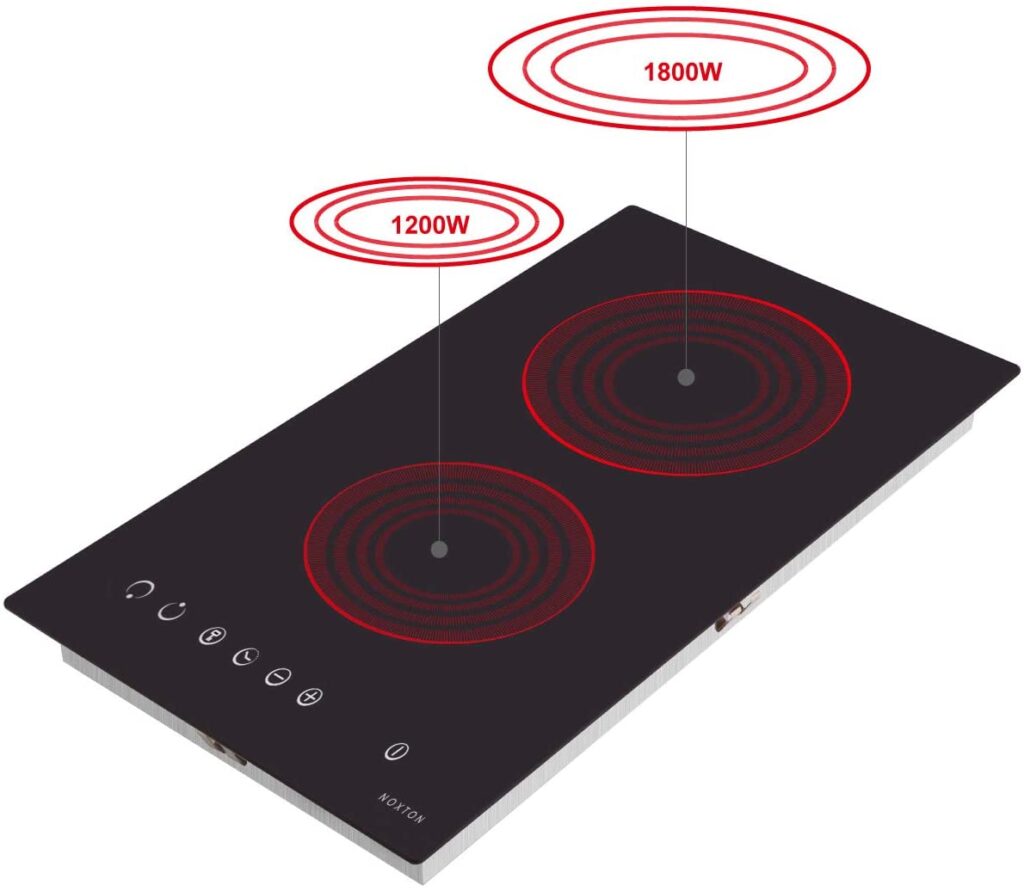 Noxton ceramic cooktop with 2 zones for a small kitchen
