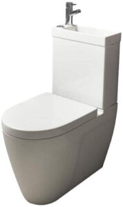 A toilet-sink combo which includes a hot/cold combi tap faucet