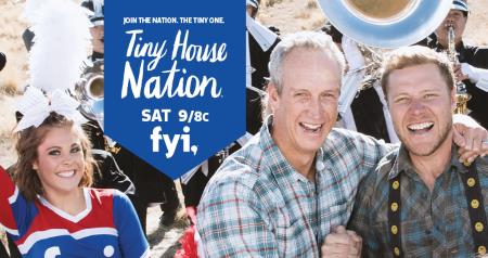 A Facebook cover photo of the Tiny House Nation TV show, showing it airs Saturday 9/8c