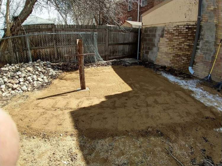 A level bed of crushed gravel, in the backyard. From Mr Money Mustache.